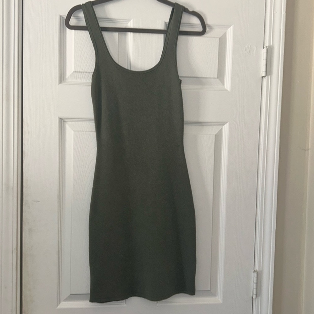 Abercrombie & Fitch 90s ribbed mini sweater dress olive green small